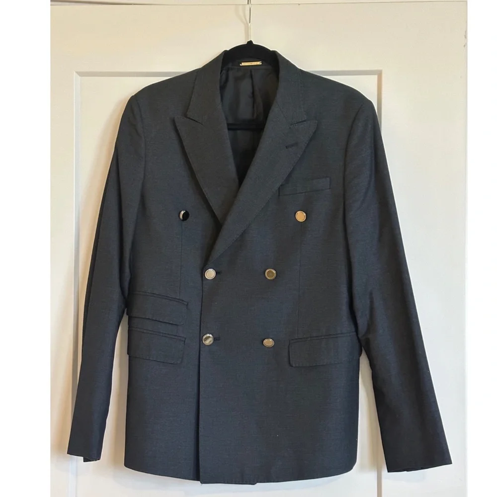 Emporio Armani Robert Line Slim Cotton Silk Peak Double Breasted 38R - Picture 5 of 7